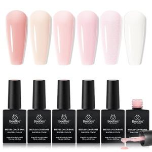 Beetles Rubber Base Gel Nail Polish, 6 Colors Nude Gel Polish Pink Peach Neutral Sheer French Tips Base Colors for Nails Flexible U V LED Soak Off for DIY Home Manicure Nail Gifts(0-2-6 Colors Nude Pink)