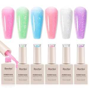 Beetles Rubber Base Gel Nail Polish, 6 Colors Nude Gel Polish Pink Peach Neutral Sheer French Tips Base Colors for Nails Flexible U V LED Soak Off for DIY Home Manicure Nail Gifts(Clear 6 PCS Rubber Base Gel Set)