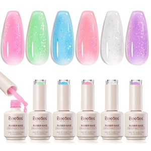 Beetles Rubber Base Gel Nail Polish, 6 Colors Nude Gel Polish Pink Peach Neutral Sheer French Tips Base Colors for Nails Flexible U V LED Soak Off for DIY Home Manicure Nail Gifts(Clear 6 PCS Rubber Base Gel)