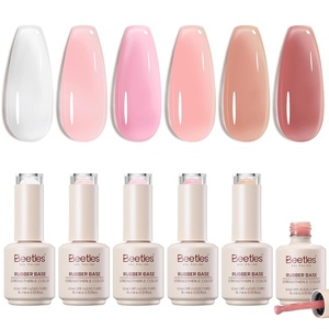 Beetles Rubber Base Gel Nail Polish, 6 Colors Nude Gel Polish Pink Peach Neutral Sheer French Tips Base Colors for Nails Flexible U V LED Soak Off for DIY Home Manicure Nail Gifts(6 Colors Rubber Base Gel)
