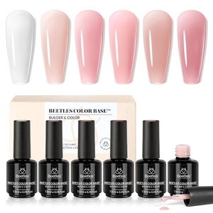 Beetles Rubber Base Gel Nail Polish, 6 Colors Nude Gel Polish Pink Peach Neutral Sheer French Tips Base Colors for Nails Flexible U V LED Soak Off for DIY Home Manicure Nail Gifts(6pcs Colors Base Gel Sheer Bliss)