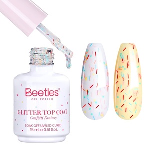 Beetles Spring Gel Nail Polish Set – 6 Colors Pink Gel Polish Nail Kit Red Nude White Glitter Color Gel in Love Collection Soak Off Uv LED Nail Lamp Gift for Women & Girls(Clear Glitter Gel Top Coat)