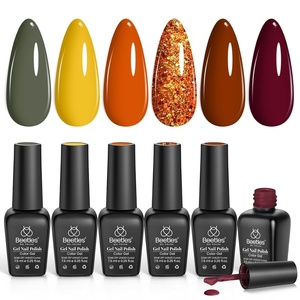Beetles Spring Gel Nail Polish Set – 6 Colors Pink Gel Polish Nail Kit Red Nude White Glitter Color Gel in Love Collection Soak Off Uv LED Nail Lamp Gift for Women & Girls(0-0-0-6 Colors Golden Season)