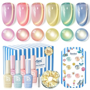 Beetles Summer Voyage Neon Gel Nail Polish Set – 9ML 6 Colors Specials Jelly Gel Nail Polish Kit Sheer Gel with Sticker Nail Accessories Soak Off UV Salon DIY at Home Manicure Gift for Women(Saltmist Sunset)