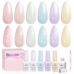 Beetles Summer Voyage Neon Gel Nail Polish Set – 9ML 6 Colors Specials Jelly Gel Nail Polish Kit Sheer Gel with Sticker Nail Accessories Soak Off UV Salon DIY at Home Manicure Gift for Women(Creamy Twist)