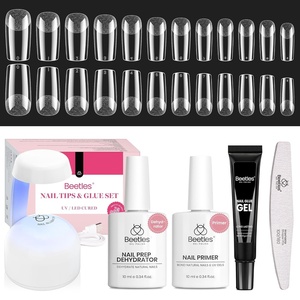 Beetles Super Strong Nail Glue 10g for Press On Nails, No UV Lamp Needed, Quick Drying, Long Lasting, Easy Control Semi Solid Nail Glue for False Acrylic Nails(0-6-Square Medium 576pcs( Etch-X Nail Kit))