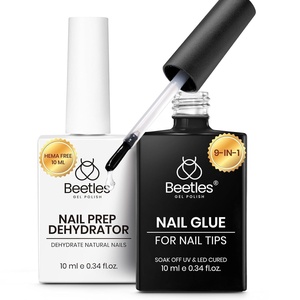 Beetles Super Strong Nail Glue 10g for Press On Nails, No UV Lamp Needed, Quick Drying, Long Lasting, Easy Control Semi Solid Nail Glue for False Acrylic Nails(8-2-Nail Glue Nail Dehydrator Kit)
