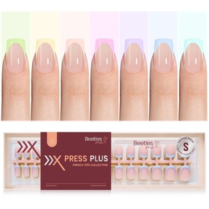 Beetles Super Strong Nail Glue for Press On Nails, No UV Light Needed, 2Pcs 10g Quick Drying Semi Solid Nail Glue, Strong Hold for False & Acrylic Nails(07-S Square-Spring Juicy French)
