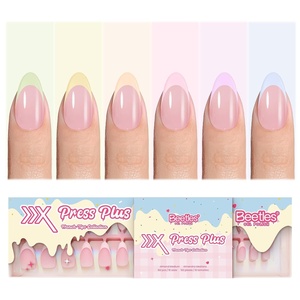 Beetles Super Strong Nail Glue for Press On Nails, No UV Light Needed, 2Pcs 10g Quick Drying Semi Solid Nail Glue, Strong Hold for False & Acrylic Nails(06-M Almond- Spring Bubble French)