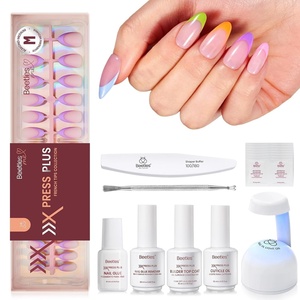 Beetles Super Strong Nail Glue for Press On Nails, No UV Light Needed, 2Pcs 10g Quick Drying Semi Solid Nail Glue, Strong Hold for False & Acrylic Nails(3-S Square-Fruity Soda French Kit)