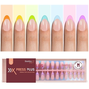 Beetles Super Strong Nail Glue for Press On Nails, No UV Light Needed, 2Pcs 10g Quick Drying Semi Solid Nail Glue, Strong Hold for False & Acrylic Nails(08-M Almond-Summer Fruity Soda French)