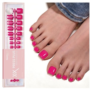 Beetles Super Strong Nail Glue for Press On Nails, No UV Light Needed, 2Pcs 10g Quick Drying Semi Solid Nail Glue, Strong Hold for False & Acrylic Nails(04-S Square Toenails-Berry Pie)