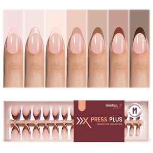 Beetles Super Strong Nail Glue for Press On Nails, No UV Light Needed, 2Pcs 10g Quick Drying Semi Solid Nail Glue, Strong Hold for False & Acrylic Nails(1-M Almond-Cappuccino Mousse French)