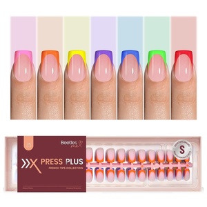 Beetles Super Strong Nail Glue for Press On Nails, No UV Light Needed, 2Pcs 10g Quick Drying Semi Solid Nail Glue, Strong Hold for False & Acrylic Nails(09-S Squaval-Chroma French)