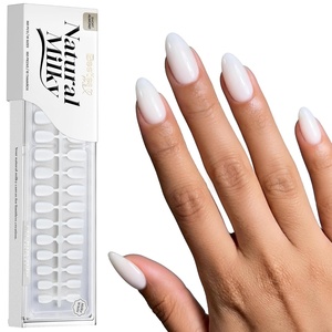 Beetles Super Strong Nail Glue for Press On Nails, No UV Light Needed, 2Pcs 10g Quick Drying Semi Solid Nail Glue, Strong Hold for False & Acrylic Nails(B-Short Almond – Natural Milky White)