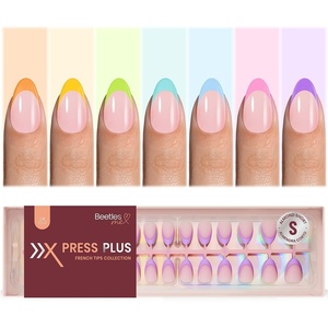 Beetles Super Strong Nail Glue for Press On Nails, No UV Light Needed, 2Pcs 10g Quick Drying Semi Solid Nail Glue, Strong Hold for False & Acrylic Nails(08-S Almond-Summer Fruity Tart French)