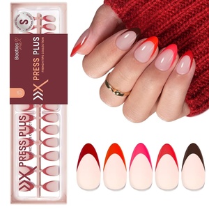 Beetles Super Strong Nail Glue for Press On Nails, No UV Light Needed, 2Pcs 10g Quick Drying Semi Solid Nail Glue, Strong Hold for False & Acrylic Nails(2-S Almond-Rouge French)