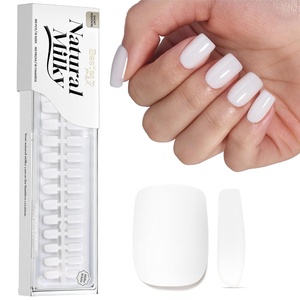 Beetles Super Strong Nail Glue for Press On Nails, No UV Light Needed, 2Pcs 10g Quick Drying Semi Solid Nail Glue, Strong Hold for False & Acrylic Nails(C-Short Squoval – Natural Milky White)