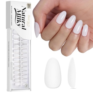 Beetles Super Strong Nail Glue for Press On Nails, No UV Light Needed, 2Pcs 10g Quick Drying Semi Solid Nail Glue, Strong Hold for False & Acrylic Nails(D-Short Oval – Natural Milky White)
