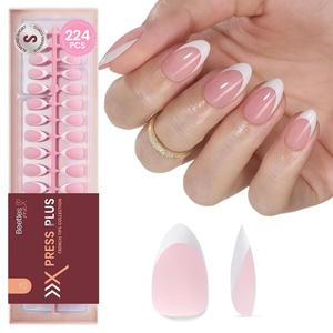 Beetles Super Strong Nail Glue for Press On Nails, No UV Light Needed, 2Pcs 10g Quick Drying Semi Solid Nail Glue, Strong Hold for False & Acrylic Nails(01-S Almond-Orchid French)