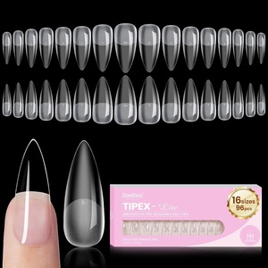 Beetles Tipex Lite Instant Apex Nail Tips, Medium Stiletto, No Builder Gel Needed, 16 Sizes 00-14 for DIY Salon-look Extensions(0A-Tipex Lite-Stiletto Medium 96pcs)