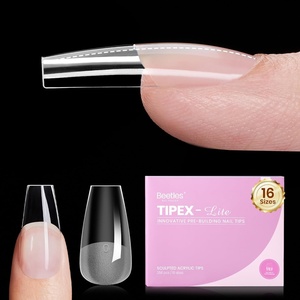 Beetles Tipex Lite Instant Apex Nail Tips, Medium Stiletto, No Builder Gel Needed, 16 Sizes 00-14 for DIY Salon-look Extensions(2I-Tipex Lite-Coffin Medium 256pcs)