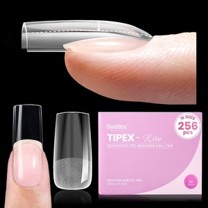 Beetles Tipex Lite Instant Apex Nail Tips, Medium Stiletto, No Builder Gel Needed, 16 Sizes 00-14 for DIY Salon-look Extensions(2J-Tipex Lite-Square Medium 256pcs)