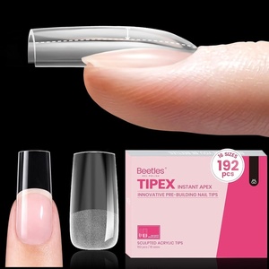Beetles Tipex Nail Glue Gel 2 Pcs 20g, Super Strong Hands-Free Solid Nail Glue for Tipex Instant Apex Nail Tips, Professional Beginner-Friendly, U V Light Required(0F-Square Medium 192pcs (Tipex Nail Tips))