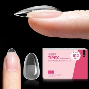 Beetles Tipex Nail Glue Gel 2 Pcs 20g, Super Strong Hands-Free Solid Nail Glue for Tipex Instant Apex Nail Tips, Professional Beginner-Friendly, U V Light Required(1N-Oval Short 512pcs (Tipex Nail Tips))