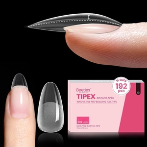Beetles Tipex Nail Glue Gel 2 Pcs 20g, Super Strong Hands-Free Solid Nail Glue for Tipex Instant Apex Nail Tips, Professional Beginner-Friendly, U V Light Required(1E-Oval Medium 192Pcs (Tipex Nail Tips))