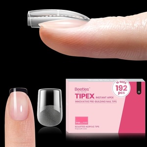 Beetles Tipex Nail Glue Gel 2 Pcs 20g, Super Strong Hands-Free Solid Nail Glue for Tipex Instant Apex Nail Tips, Professional Beginner-Friendly, U V Light Required(0O-Squaoval Extra Short 192pcs (Tipex Nail Tips))