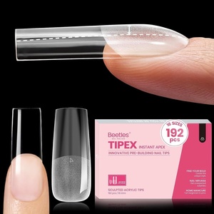 Beetles Tipex Nail Glue Gel 2 Pcs 20g, Super Strong Hands-Free Solid Nail Glue for Tipex Instant Apex Nail Tips, Professional Beginner-Friendly, U V Light Required(0I-Square Long 192pcs (Tipex Nail Tips))
