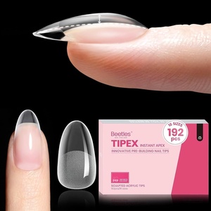 Beetles Tipex Nail Glue Gel 2 Pcs 20g, Super Strong Hands-Free Solid Nail Glue for Tipex Instant Apex Nail Tips, Professional Beginner-Friendly, U V Light Required(0N-Oval Short 192pcs (Tipex Nail Tips))