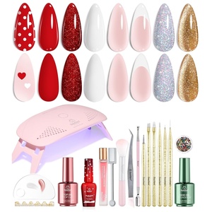 Beetles White Gel Nail Polish Kit with U V Light, 5 Pcs Gel Polish Starter Kit with Base & Top Coat and Nail File for Beginners Soak Off DIY Art Set Manicure Gifts for Women(1 – Merry Glitz)