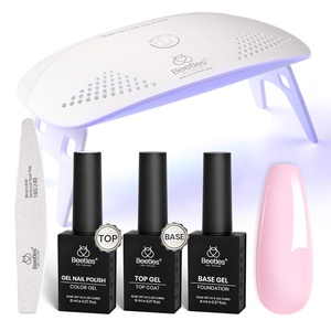 Beetles White Gel Nail Polish Kit with U V Light, 5 Pcs Gel Polish Starter Kit with Base & Top Coat and Nail File for Beginners Soak Off DIY Art Set Manicure Gifts for Women(0-2 1 Color-Nude Pink)