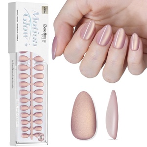 Beetles X Press Cat Eye Nails – Bubble Aurora | 7 Colors Medium Almond Press On Nails | 16 Sizes 224 Pcs Natural Salon Quality Soft Nail Gel Art DIY For Women(D – Short Almond – Motion Rose Glow)