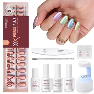 Beetles X Press Cat Eye Nails – Bubble Aurora | 7 Colors Medium Almond Press On Nails | 16 Sizes 224 Pcs Natural Salon Quality Soft Nail Gel Art DIY For Women(1-S Almond-Cat Eye Soda Aurora Kit)