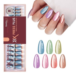 Beetles X Press Cat Eye Nails – Bubble Aurora | 7 Colors Medium Almond Press On Nails | 16 Sizes 224 Pcs Natural Salon Quality Soft Nail Gel Art DIY For Women(01-M Almond-Cat Eye Bubble Aurora)