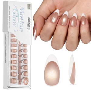 Beetles X Press Cat Eye Nails – Bubble Aurora | 7 Colors Medium Almond Press On Nails | 16 Sizes 224 Pcs Natural Salon Quality Soft Nail Gel Art DIY For Women(005-Medium Almond – Glassy Amber French)