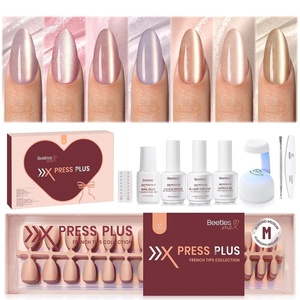 Beetles X Press Cat Eye Nails – Bubble Aurora | 7 Colors Medium Almond Press On Nails | 16 Sizes 224 Pcs Natural Salon Quality Soft Nail Gel Art DIY For Women(2-M Medium-Cat Eye Soda Aurora Kit)
