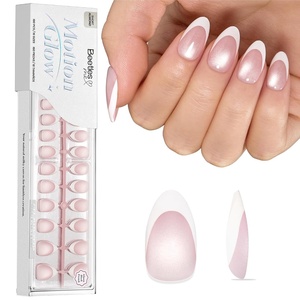 Beetles X Press Cat Eye Nails – Bubble Aurora | 7 Colors Medium Almond Press On Nails | 16 Sizes 224 Pcs Natural Salon Quality Soft Nail Gel Art DIY For Women(002-Short Almond – Glassy Blush French)