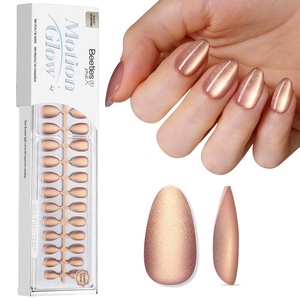 Beetles X Press Cat Eye Nails – Bubble Aurora | 7 Colors Medium Almond Press On Nails | 16 Sizes 224 Pcs Natural Salon Quality Soft Nail Gel Art DIY For Women(C – Short Almond – Motion Honey Glow)