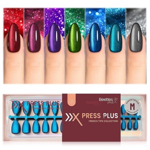 Beetles X Press Cat Eye Nails – Bubble Aurora | 7 Colors Medium Almond Press On Nails | 16 Sizes 224 Pcs Natural Salon Quality Soft Nail Gel Art DIY For Women(03-M Medium-Cat Eye Enchanted Aurora)