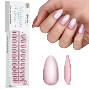 Beetles X Press Cat Eye Nails – Bubble Aurora | 7 Colors Medium Almond Press On Nails | 16 Sizes 224 Pcs Natural Salon Quality Soft Nail Gel Art DIY For Women(E – Short Almond – Motion Blossom Glow)