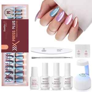 Beetles X Press Cat Eye Nails – Bubble Aurora | 7 Colors Medium Almond Press On Nails | 16 Sizes 224 Pcs Natural Salon Quality Soft Nail Gel Art DIY For Women(1-M Almond-Cat Eye Bubble Aurora Kit)