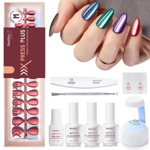 Beetles X Press Cat Eye Nails – Bubble Aurora | 7 Colors Medium Almond Press On Nails | 16 Sizes 224 Pcs Natural Salon Quality Soft Nail Gel Art DIY For Women(4-M Medium-Cat Eye Midnight Aurora Kit)