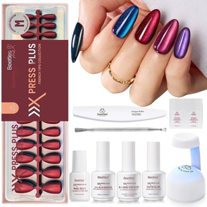 Beetles X Press Cat Eye Nails – Bubble Aurora | 7 Colors Medium Almond Press On Nails | 16 Sizes 224 Pcs Natural Salon Quality Soft Nail Gel Art DIY For Women(3-M Medium-Cat Eye Enchanted Aurora Kit)