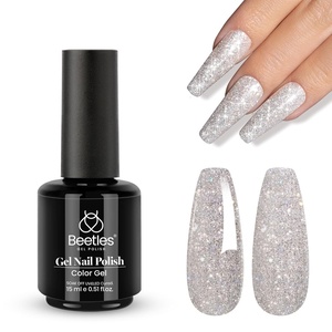 Beetles Yellow Gel Polish – Lemon Chiffon 15ML/0.51Fl Oz, Pastel Yellow Gel Nail Polish, Soak Off UV LED Lamp Nails Art, Long-Lasting Manicure Salon DIY Home Bright Summer Nails(Silver Party)