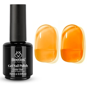 Beetles Yellow Gel Polish – Lemon Chiffon 15ML/0.51Fl Oz, Pastel Yellow Gel Nail Polish, Soak Off UV LED Lamp Nails Art, Long-Lasting Manicure Salon DIY Home Bright Summer Nails(Orange Burst)