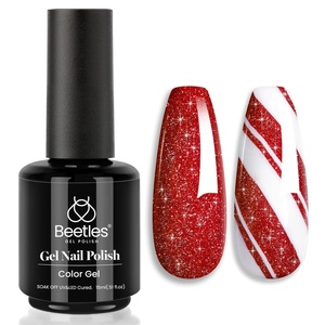 Beetles Yellow Gel Polish – Lemon Chiffon 15ML/0.51Fl Oz, Pastel Yellow Gel Nail Polish, Soak Off UV LED Lamp Nails Art, Long-Lasting Manicure Salon DIY Home Bright Summer Nails(C – Flakie Red | Ruby Crown)